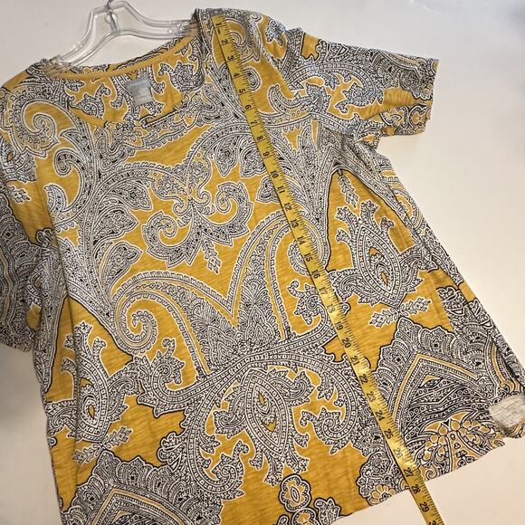 Chico's Paisley Side Vent Slub Tee Size 3 (Womens XL) Bright Ochre Casual Top - Picture 7 of 7